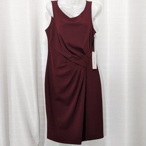 NWT Calvin Klein Red Burgundy Sleeveless Formal Career Scuba Sheath Dress Size 6